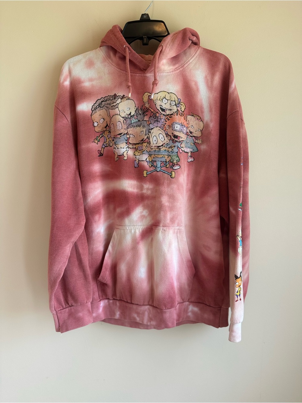 Nickelodeon Woman’s L Red Tie Dye Rugrats Hooded‎ Sweatshirt Kangaroo Pocket